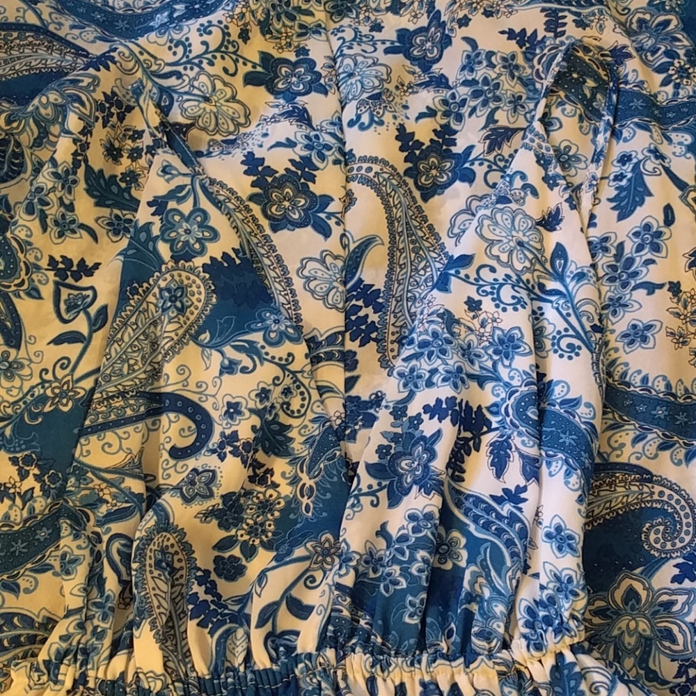 Aqua blue and white backless Maxi dress